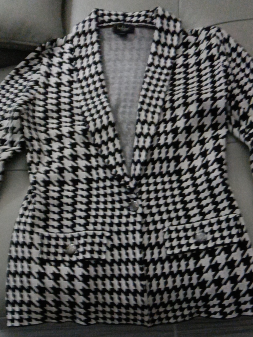 Belldini Black and White Houndstooth Blazer